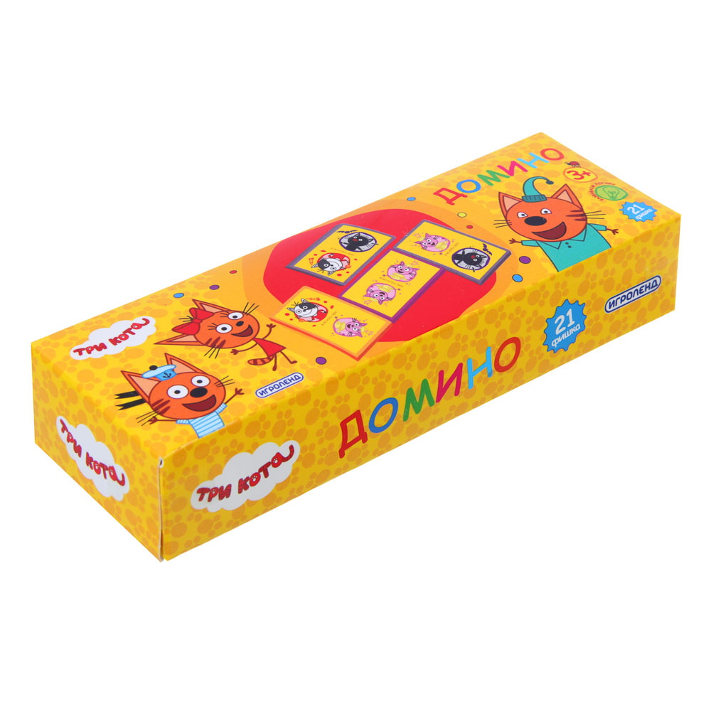 ИГРОЛЕНД Домино "ТРИ КОТА", 21 пр., пластик, 16х3х5см, арт.№ 896-068