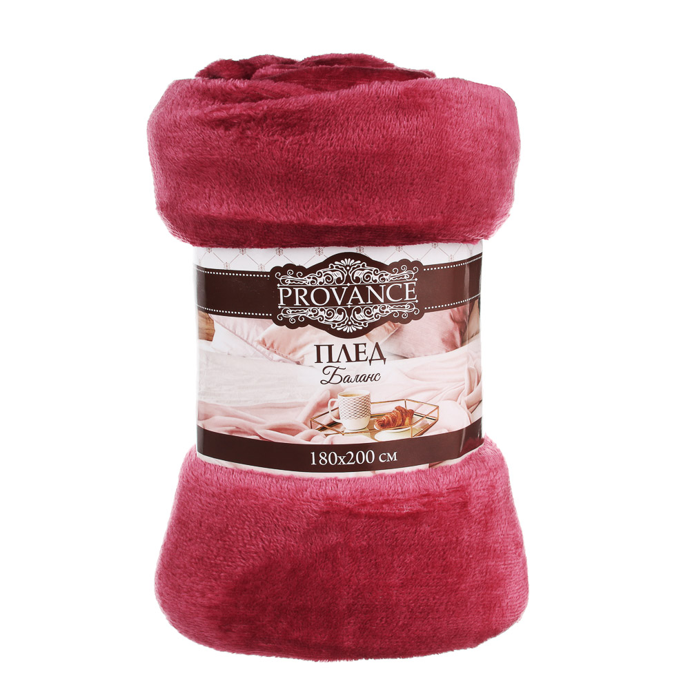 PROVANCE Плед, микрофибра, 180х200см, 180гр/м, "Баланс", ягодный MP, арт.№ 486-107