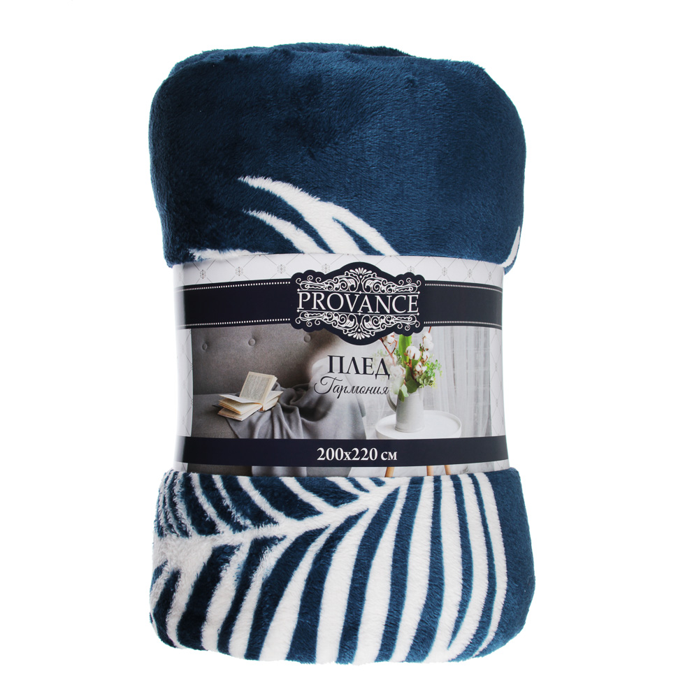 PROVANCE Плед, микрофибра, 200х220см, 230гр/м, "Гармония", синий MP, арт.№ 486-113