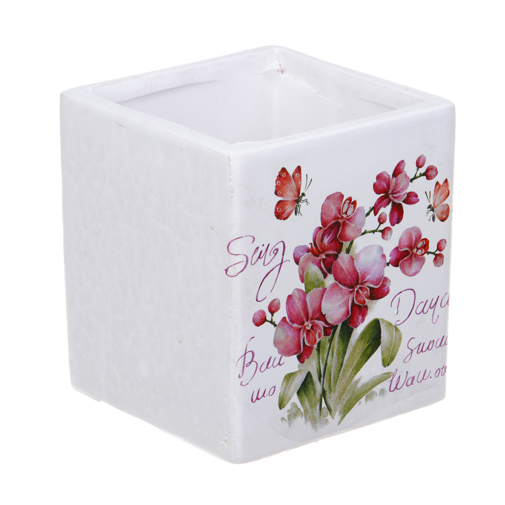 INBLOOM Кашпо Цветы 10х9см, керамика, арт.№ 164-358