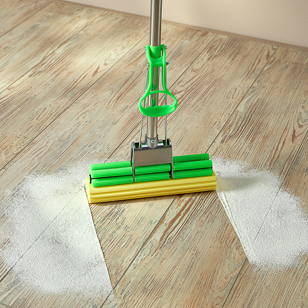 Швабра с отжимом и сменной насадкой ПВА тм VETTA,телеск. ручка 78-110см, нерж.сталь, 1 ряд роликов, арт.№ 444-049