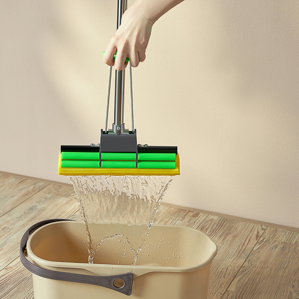 Швабра с отжимом и сменной насадкой ПВА тм VETTA,телеск. ручка 78-110см, нерж.сталь, 1 ряд роликов, арт.№ 444-049