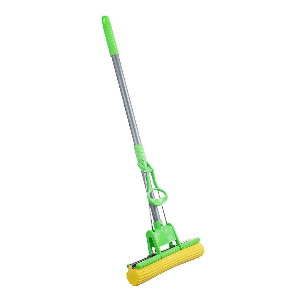 Швабра с отжимом и сменной насадкой ПВА тм VETTA,телеск. ручка 78-110см, нерж.сталь, 1 ряд роликов, арт.№ 444-049