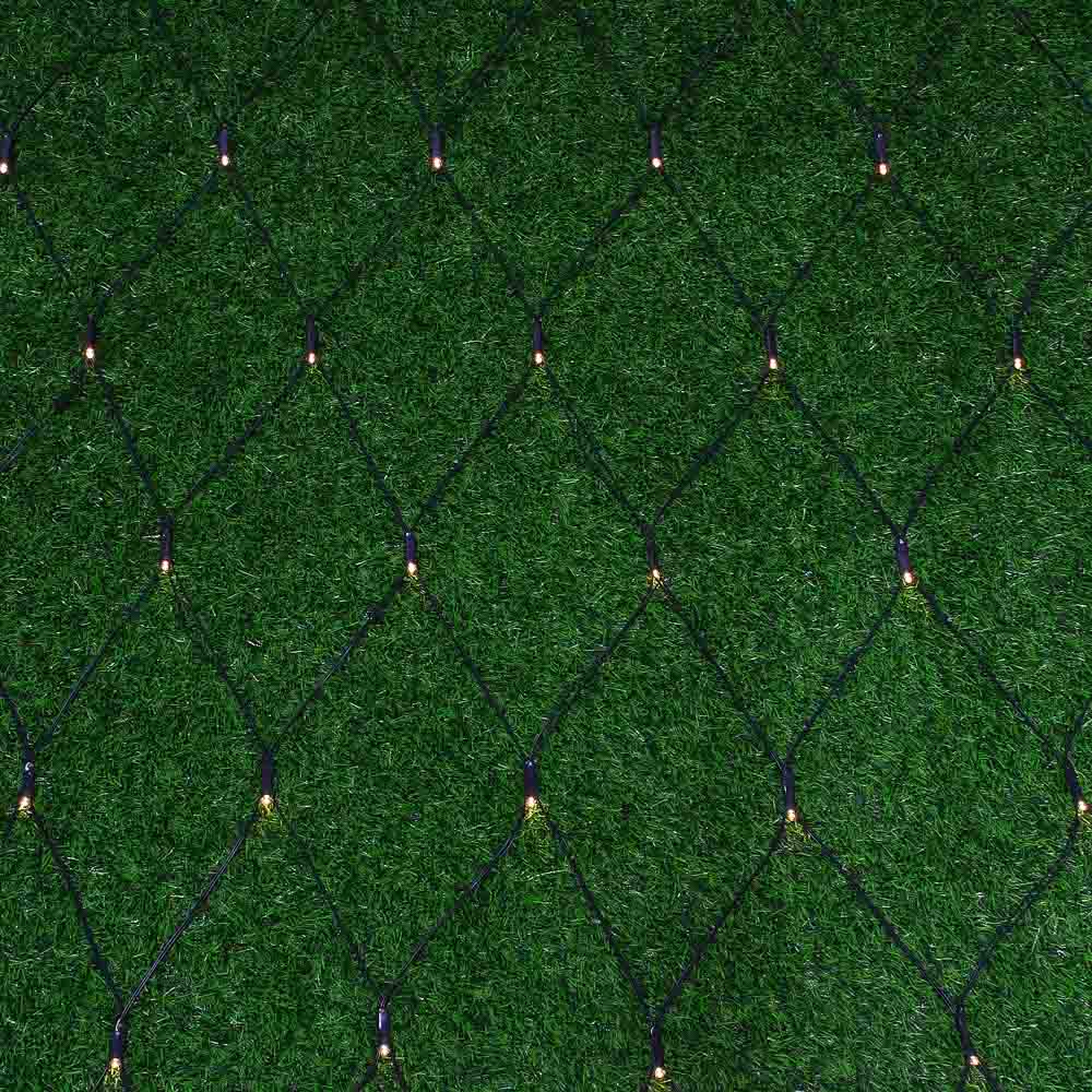 Гирлянда электрическая сеть на солнечной батарее 1,5х1,5 м INBLOOM, 96 LED, свечение шампань, 2 режима, провод ПВХ зеленый, 800 мАч, арт.№ 185-040