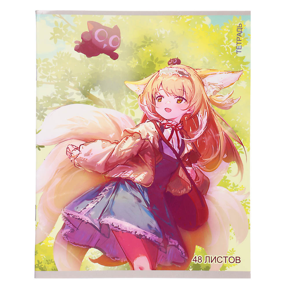 Тетрадь общая 48л. в клетку, офсет, обл. импортный картон, скрепка, “Аниме 2”, УФ лак, арт.№ 578-132