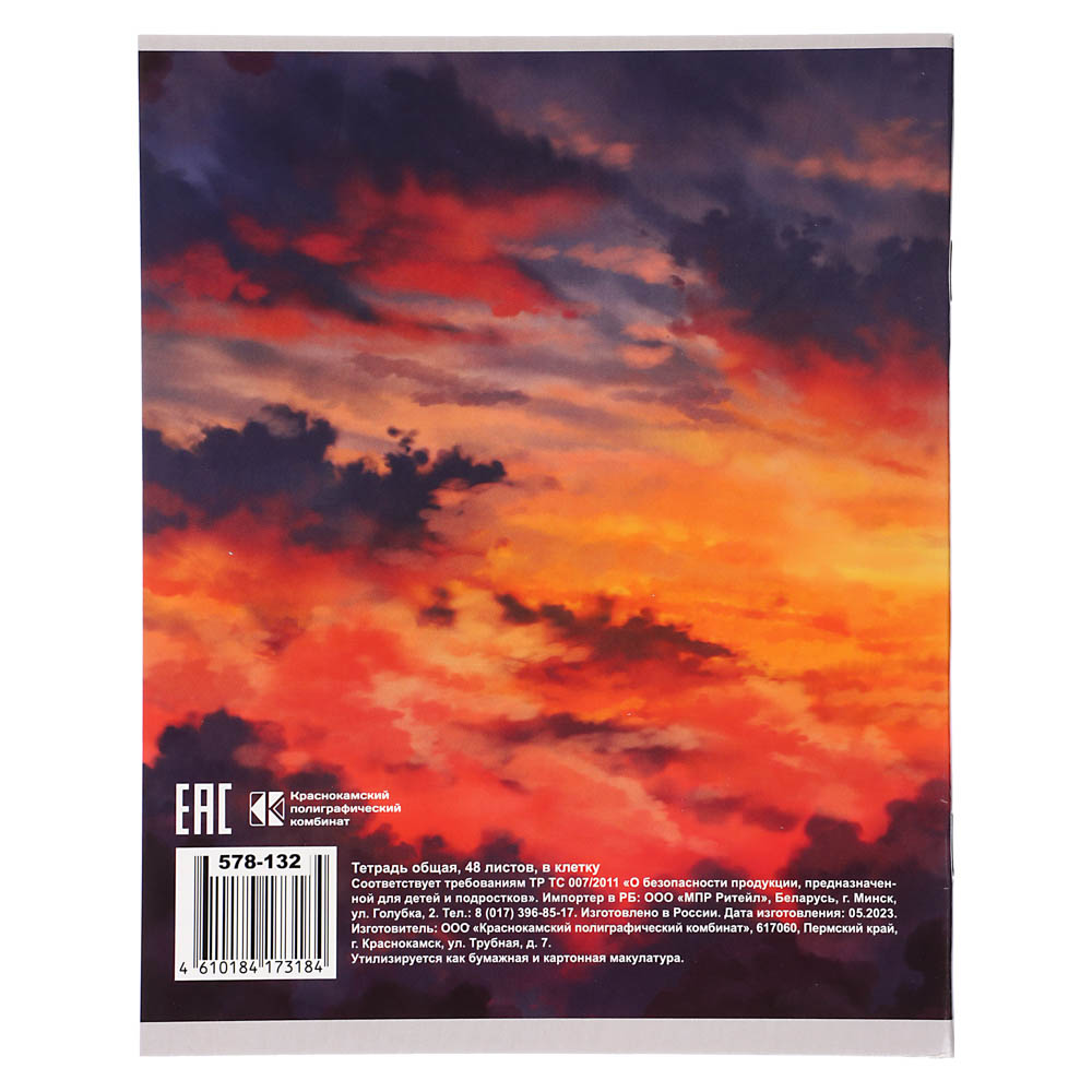 Тетрадь общая 48л. в клетку, офсет, обл. импортный картон, скрепка, “Аниме 2”, УФ лак, арт.№ 578-132
