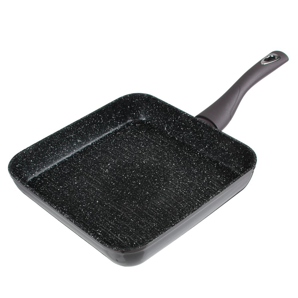 SATOSHI Валькур Сковорода-гриль литая 26х26см, антипригарное покрытие мрамор, индукция, арт.№ 846-479