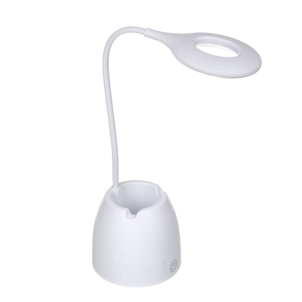 Лампа настольная FORZA, 16 LED, питание USB, с подставкой, кабель 1.5м, 1200Lux, аккум.1200мАч, бел., арт.№ 476-361