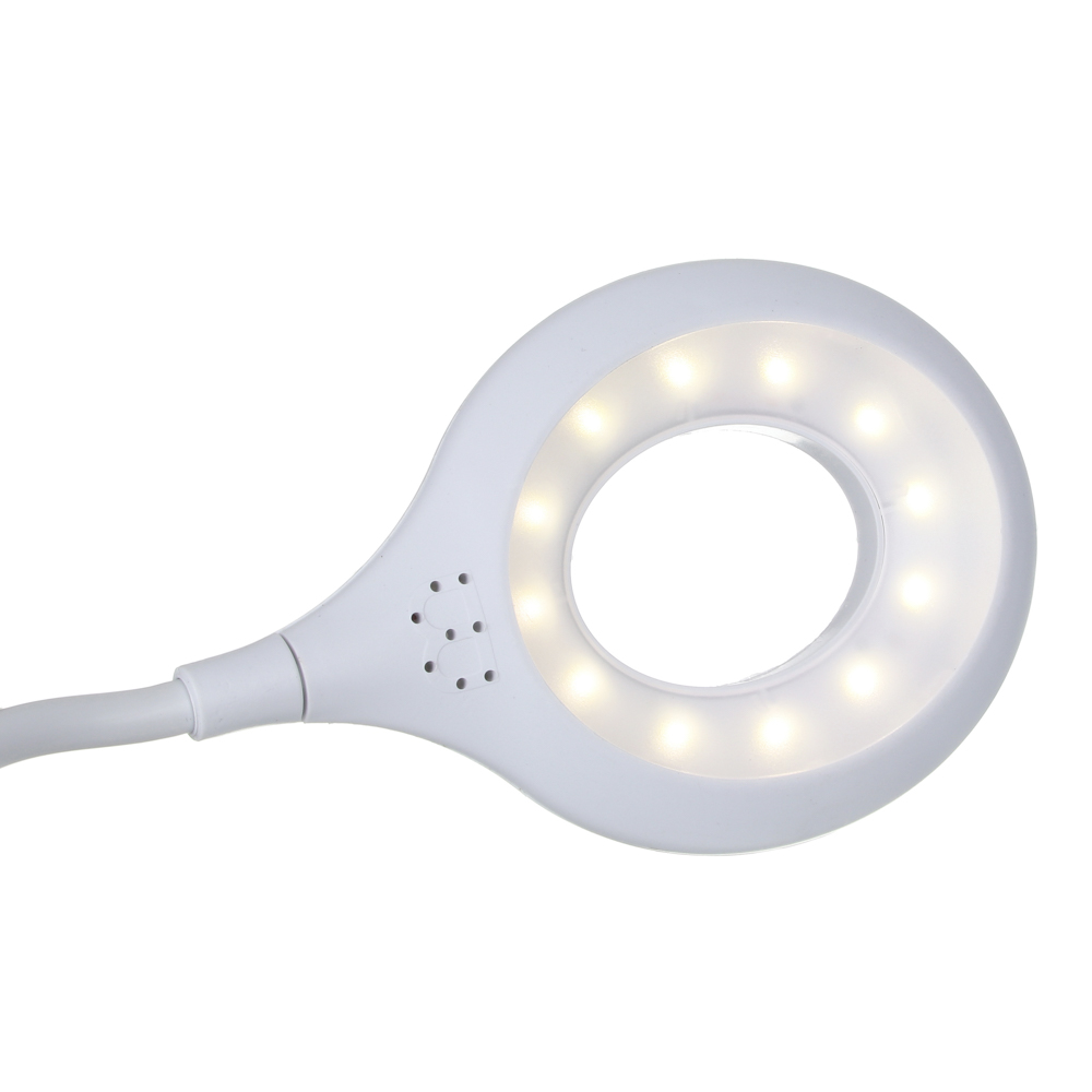 Лампа настольная FORZA, 16 LED, питание USB, с подставкой, кабель 1.5м, 1200Lux, аккум.1200мАч, бел., арт.№ 476-361