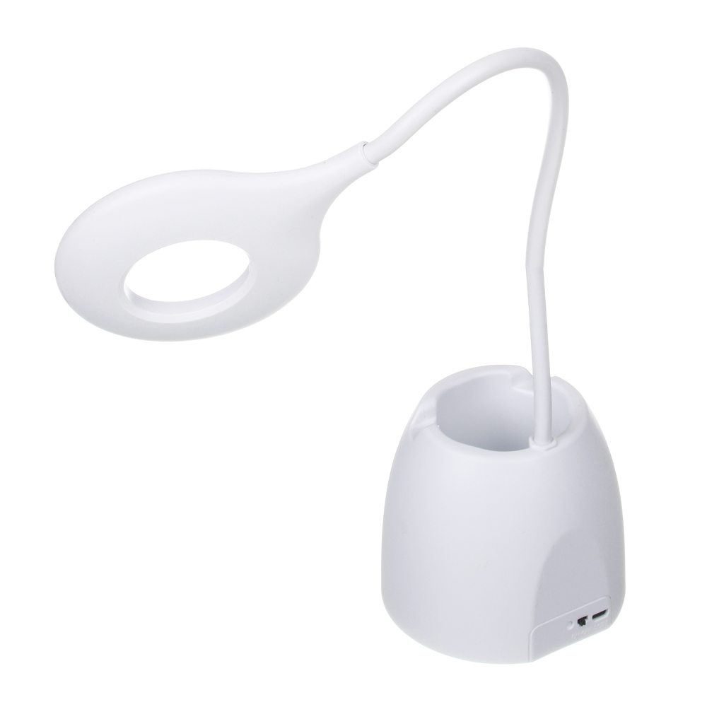 Лампа настольная FORZA, 16 LED, питание USB, с подставкой, кабель 1.5м, 1200Lux, аккум.1200мАч, бел., арт.№ 476-361