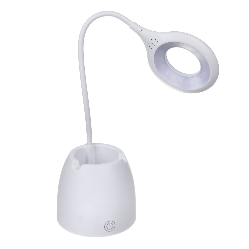 Лампа настольная FORZA, 16 LED, питание USB, с подставкой, кабель 1.5м, 1200Lux, аккум.1200мАч, бел., арт.№ 476-361