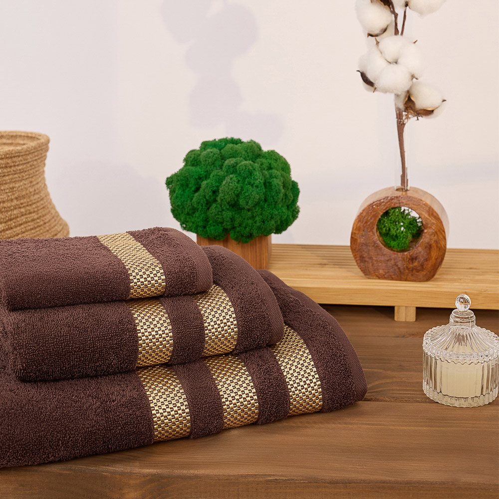 Полотенце махровое 50х90 см PROVANCE Кантри, 100% хлопок, 450 г/м2, коричневый, арт.№ 484-196