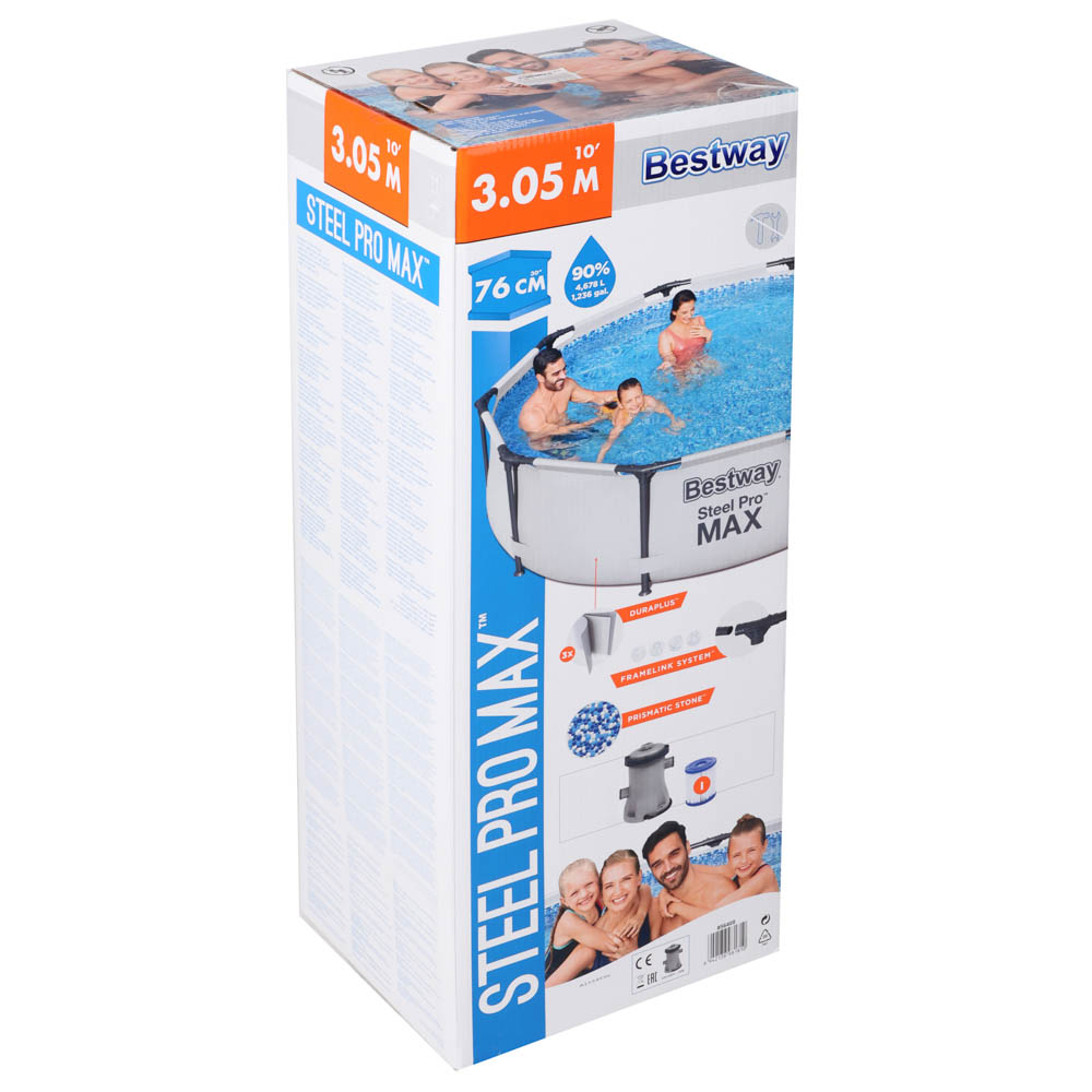BESTWAY Бассейн каркасный Steel Pro мax (фильтр-насос), 305х76 см, 4678 л, 56408, арт.№ 107-250