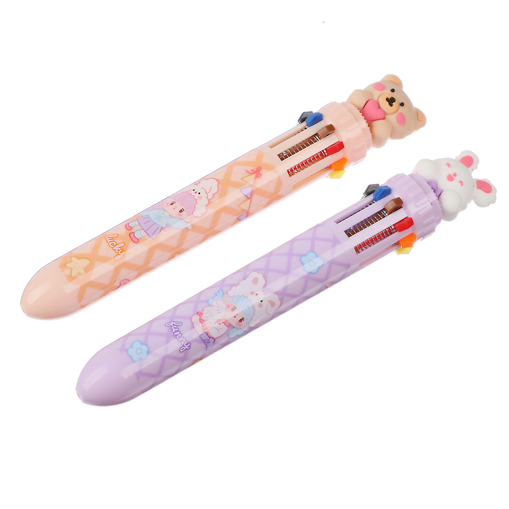 ClipStudio Ручка шариковая 10-цветная,фигурный наконечник, 0,7мм,пластик,корпус 14,7 см, 2 дизайна, арт.№ 591-182