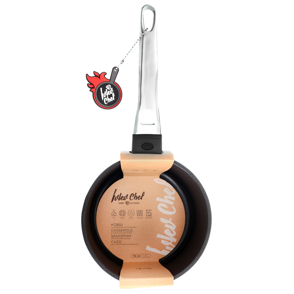 Ivlev Chef Royal Ковш литой d16х8,5см 1,4л, антипригарное покрытие Whitford Quantanium, индукция, арт.№ 846-602