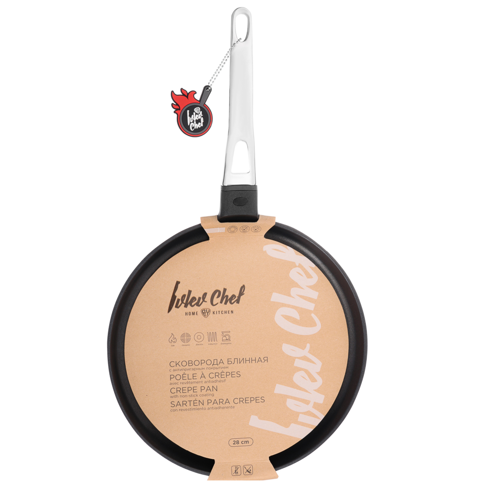 Ivlev Chef Royal Сковорода блинная литая d28см, антипригарное покрытие Whitford Quantanium, индукция, арт.№ 846-606