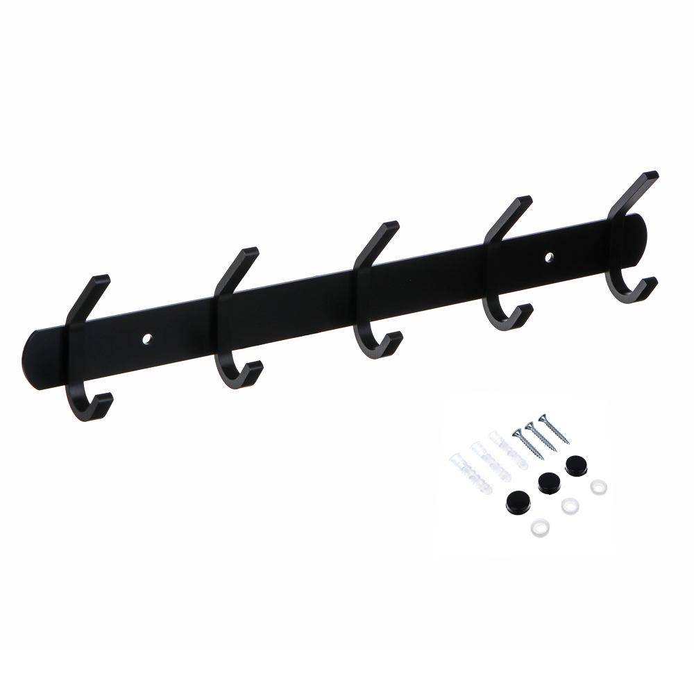 Вешалка настенная, 5 двойных крючков, тм VETTA, алюминий, черный цвет, арт.№ 465-258