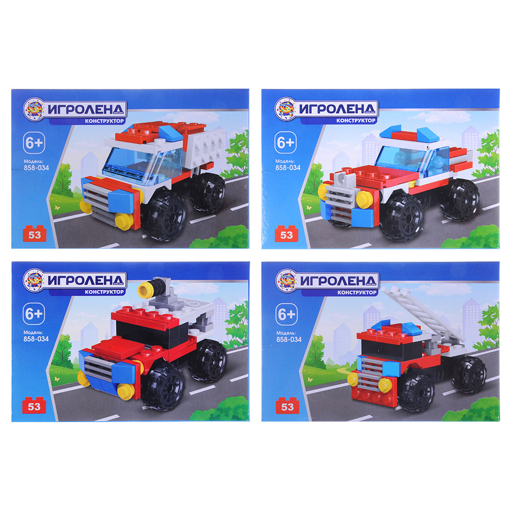 ИГРОЛЕНД Город Конструктор Пожарная помощь 39- 53дет., ABS, 10*7*3, 4-6 дизайнов, арт.№ 858-034