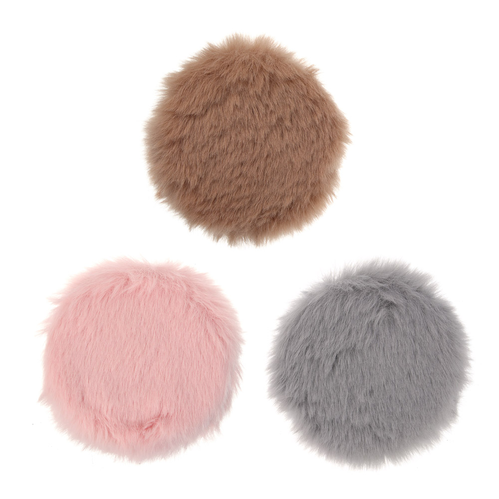 ЮНИLOOK Фурри Зеркало карманное, полиэстер, пластик АБС, стекло, диаметр 7,2см, 3 цвета, арт.№ 301-273