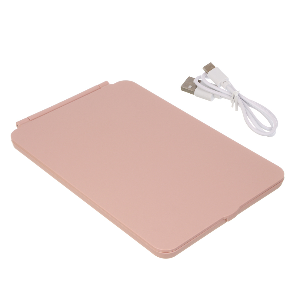 Зеркало с LED подсветкой настольное тм ЮНИLOOK Светозар, полипропилен, стекло, 19,8х13,5см, 2 цвета, арт.№ 301-274