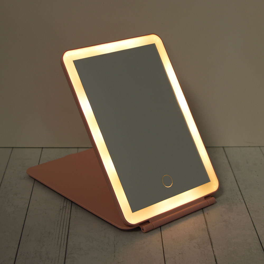 Зеркало с LED подсветкой настольное тм ЮНИLOOK Светозар, полипропилен, стекло, 19,8х13,5см, 2 цвета, арт.№ 301-274