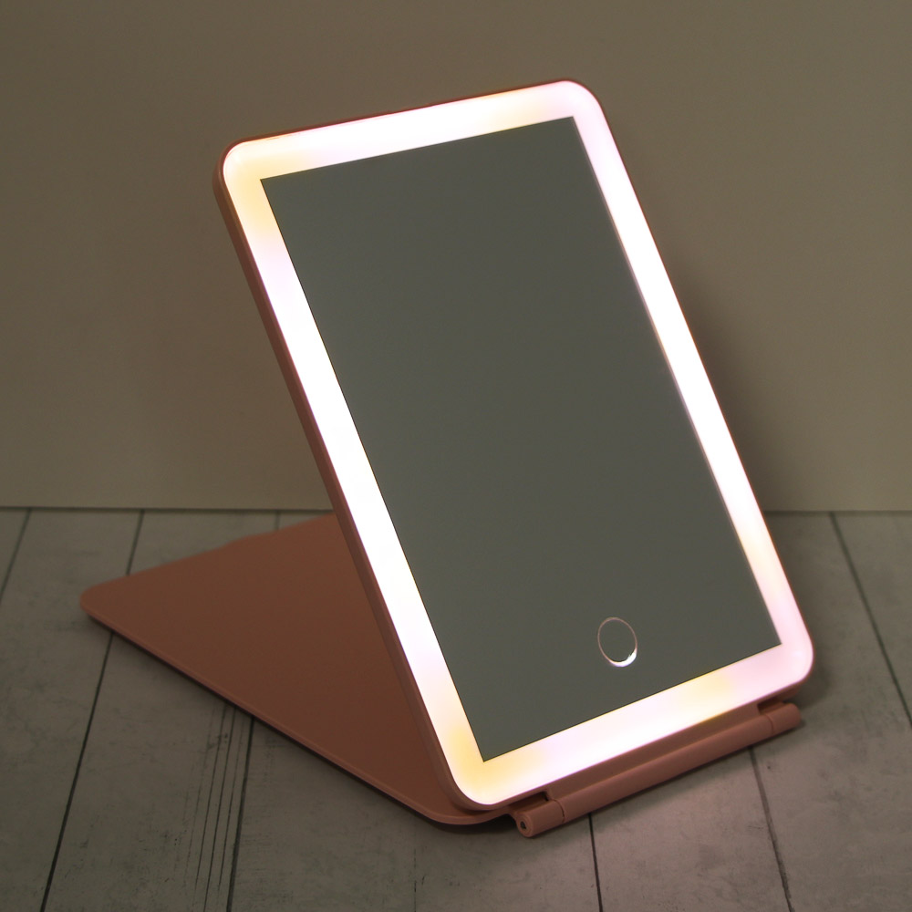 Зеркало с LED подсветкой настольное тм ЮНИLOOK Светозар, полипропилен, стекло, 19,8х13,5см, 2 цвета, арт.№ 301-274