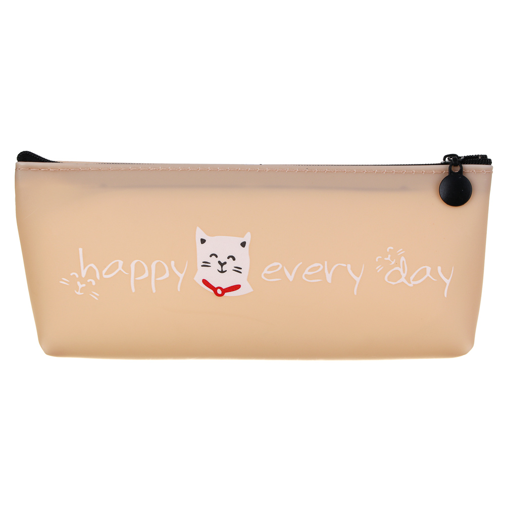 Пенал школьный прямоугольный на молнии, 20х8х3,5 см, 1 отделение, силиконовый ПВХ, 4 дизайна, арт.№ 238-434