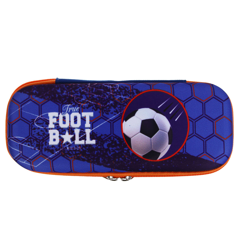 Пенал жесткий овальный, 22,5х10х4,5см, "Капибара/Футбол", 1 отд. на молнии, ЭВА, арт.№ 524-243