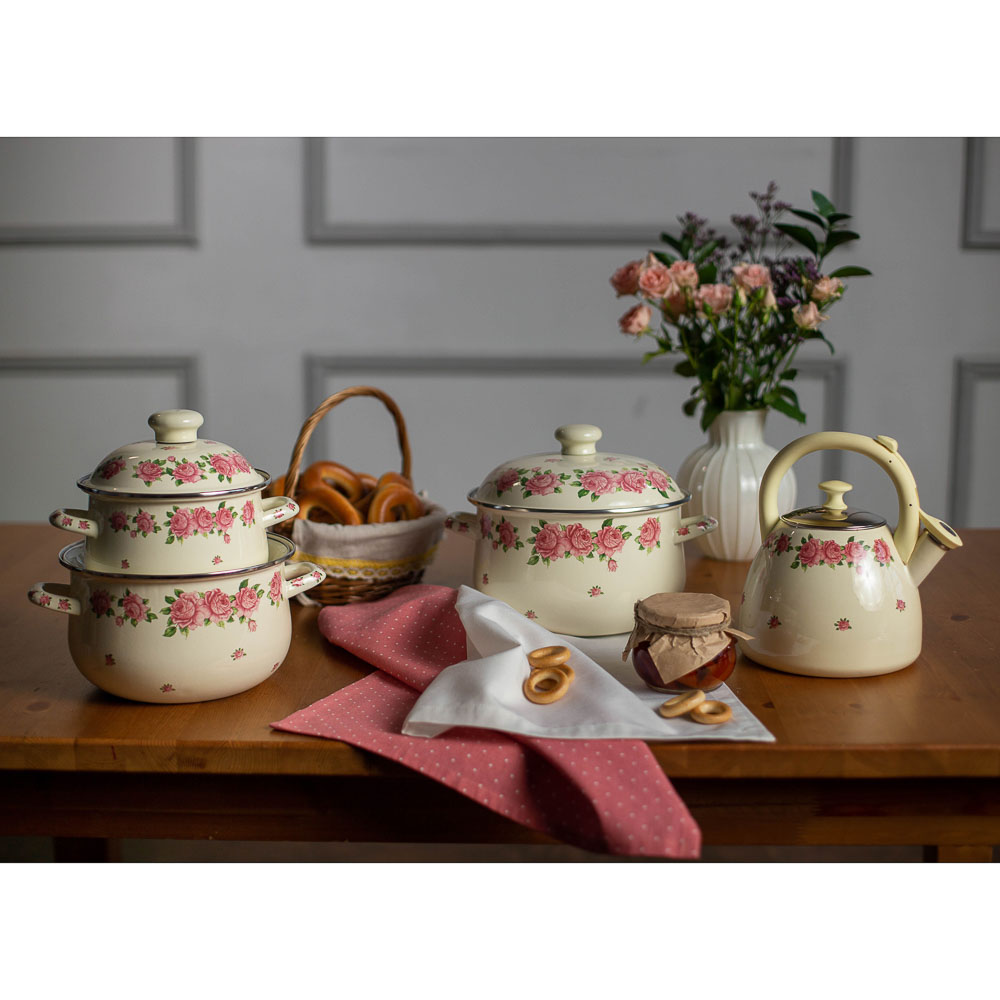 VETTA Розанна Кастрюля эмалированная, 22см, 3,6л, индукция, арт.№ 894-450