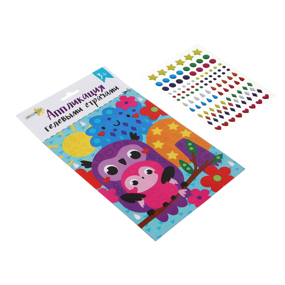 ХОББИХИТ Аппликации гелевыми стразами, картон, 15х25,5х1см, 6 дизайнов, арт.№ 285-168