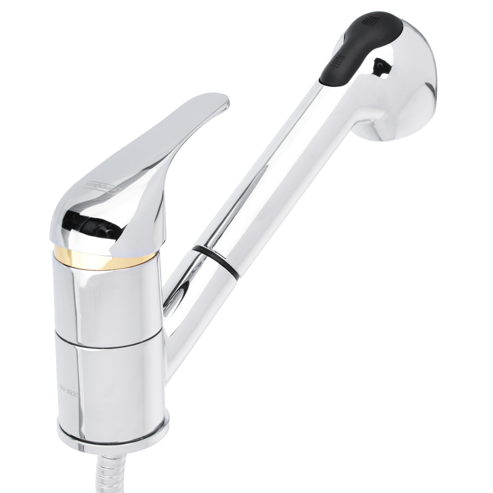 СоюзКран Смеситель для кухни, выдвижной излив, керам. картридж 40мм, хром, цинк, SK01-E119, арт.№ 567-054