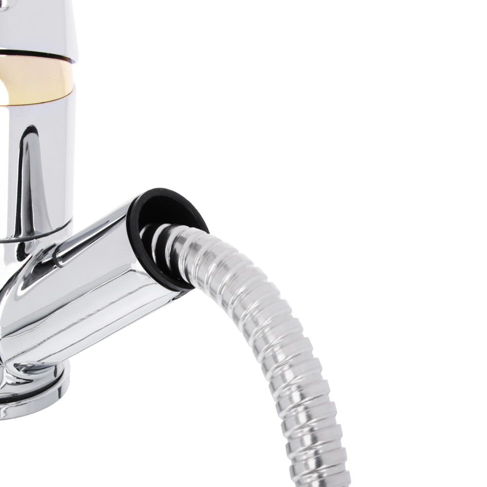 СоюзКран Смеситель для кухни, выдвижной излив, керам. картридж 40мм, хром, цинк, SK01-E119, арт.№ 567-054