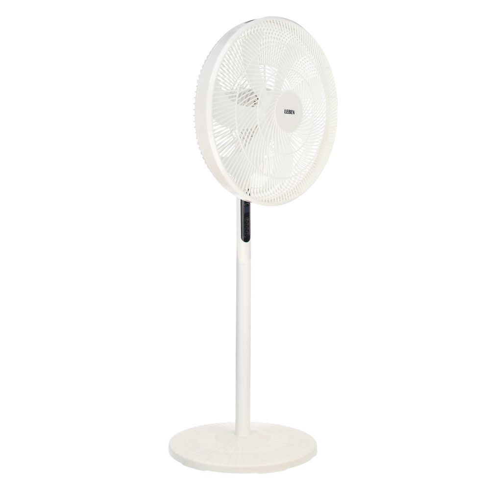 Вентилятор напольный тм LEBEN 40Вт, 8 скоростей, диаметр 41см, 220в, таймер, пульт ДУ, белый, арт.№ 243-011