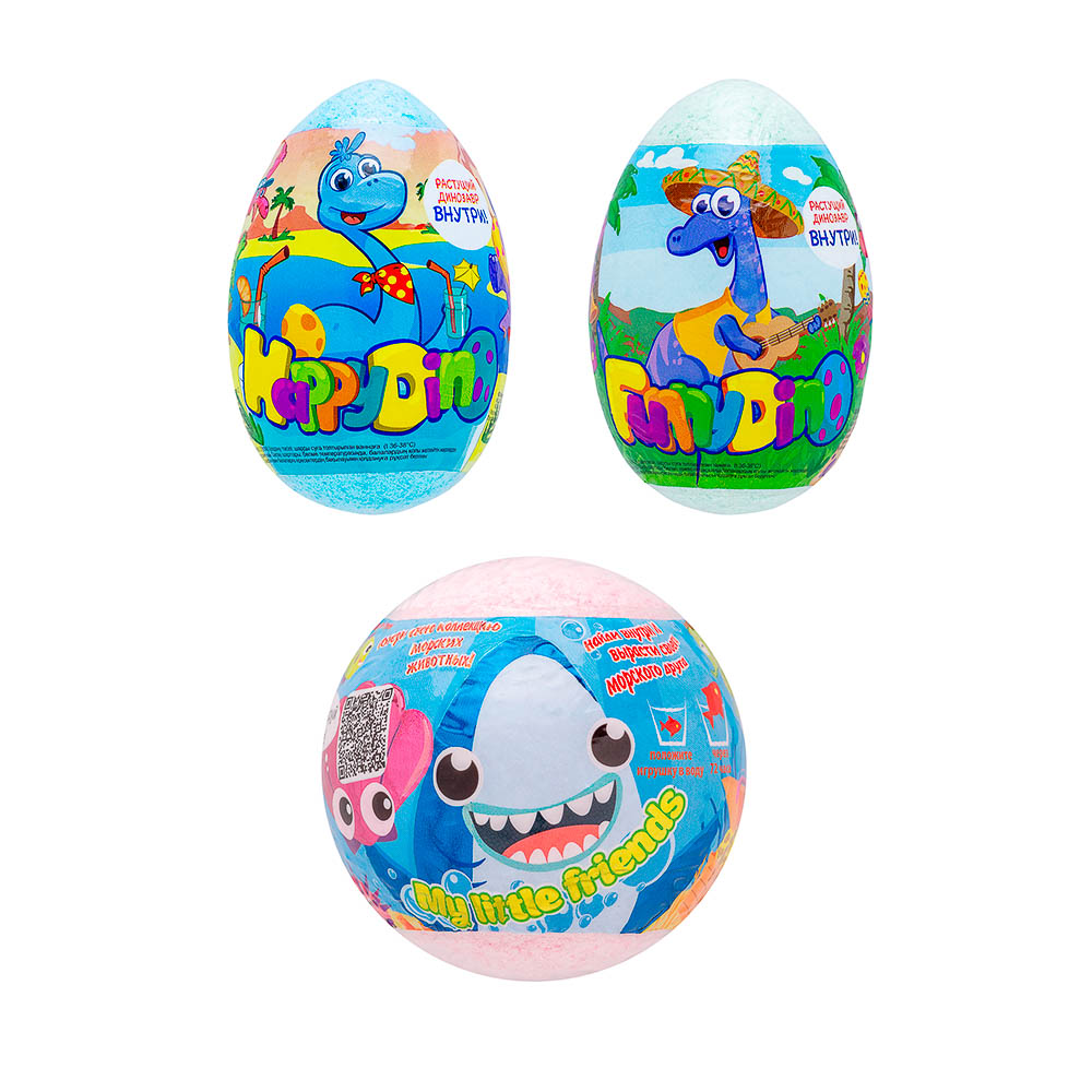 Средство шипучее для ванн My Little friends / Happy Dino с растущей игрушкой, 130г, арт.№ 927-052