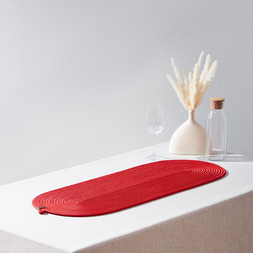 BY COLLECTION Карибы Дорожка декоративная плетеная 35х100см, 100% полиэстер, коралловый, арт.№ 496-020