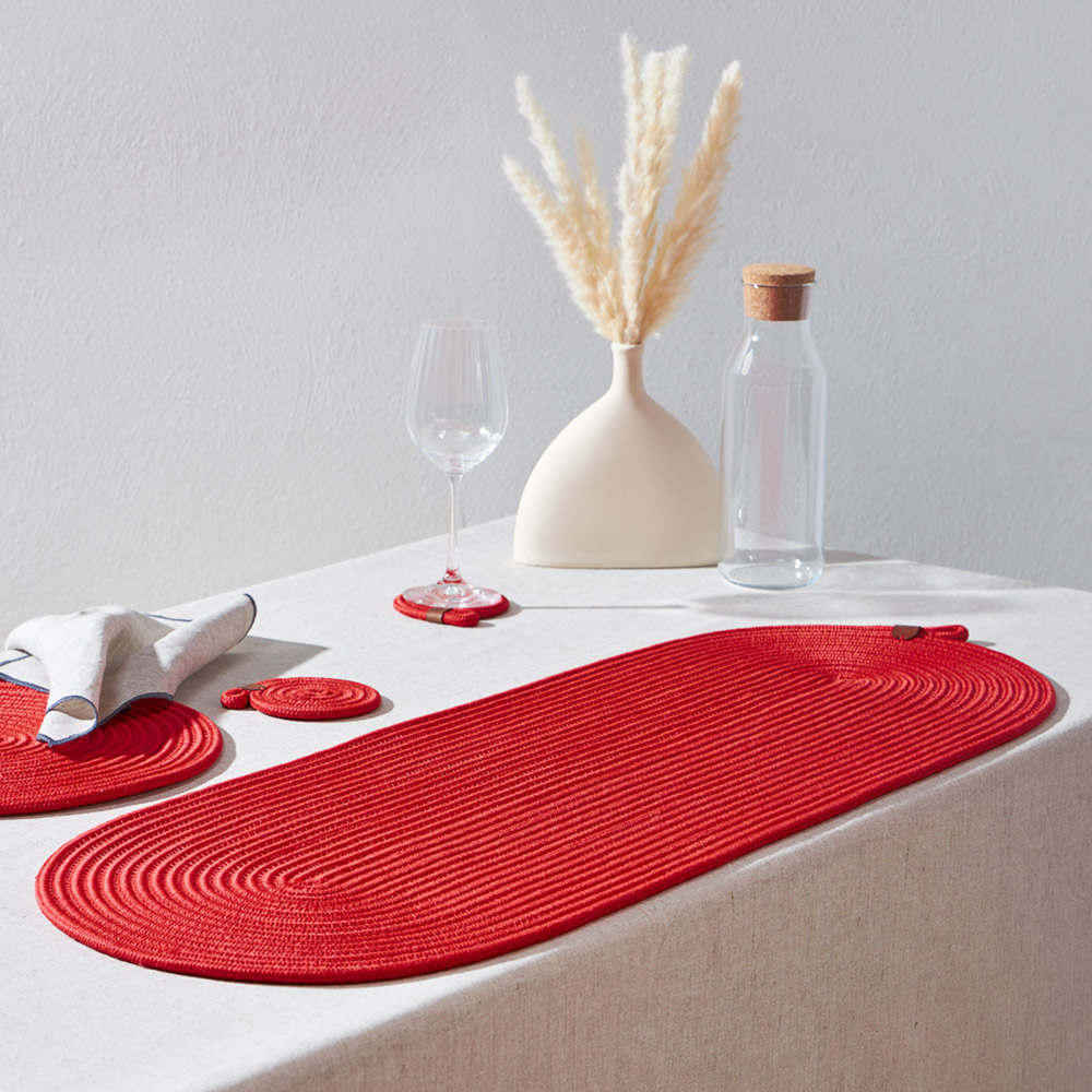 BY COLLECTION Карибы Дорожка декоративная плетеная 35х100см, 100% полиэстер, коралловый, арт.№ 496-020