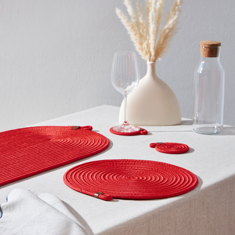 BY COLLECTION Карибы Подставка декоративная, d33см, 100% полиэстер, коралловый, арт.№ 496-022