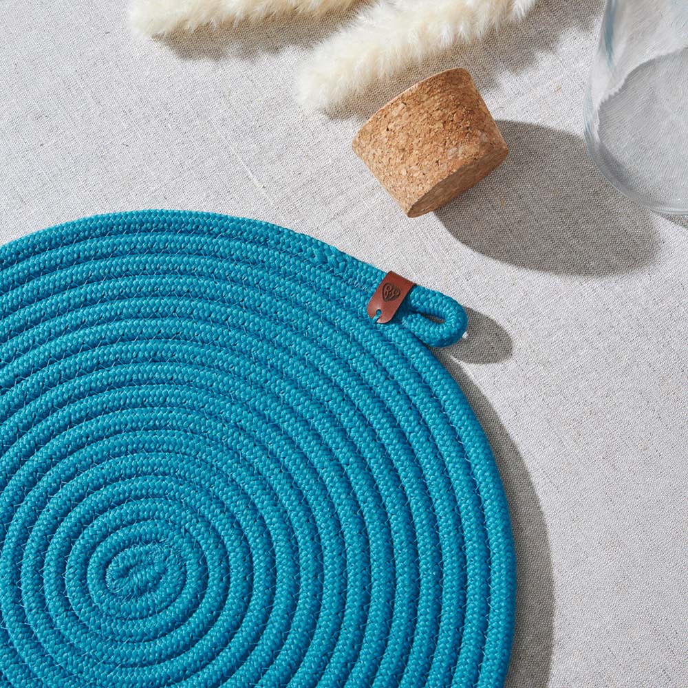 BY COLLECTION Карибы Подставка декоративная, d33см, 100% полиэстер, бирюзовый, арт.№ 496-023