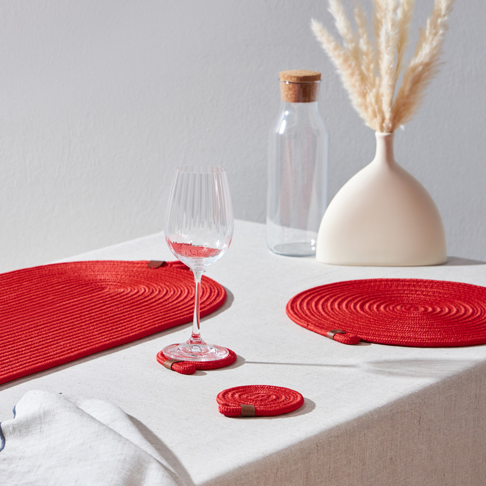 BY COLLECTION Карибы Подставка декоративная, 2 штуки в комплекте, d10см, 100% полиэстер, коралловый, арт.№ 496-024