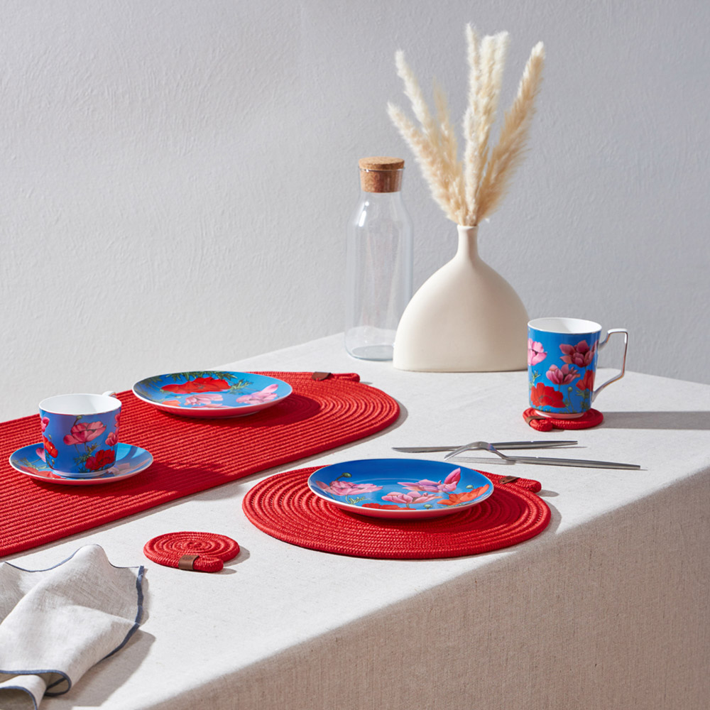 BY COLLECTION Карибы Подставка декоративная, 2 штуки в комплекте, d10см, 100% полиэстер, коралловый, арт.№ 496-024