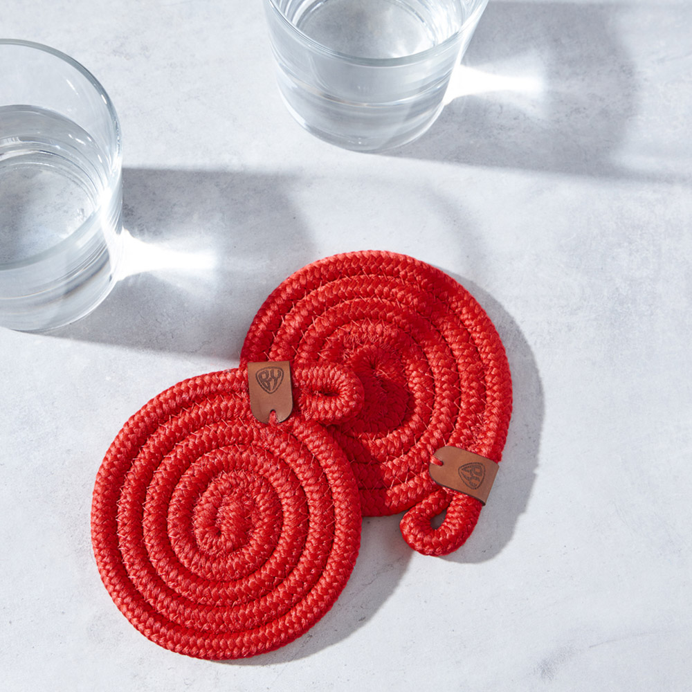 BY COLLECTION Карибы Подставка декоративная, 2 штуки в комплекте, d10см, 100% полиэстер, коралловый, арт.№ 496-024