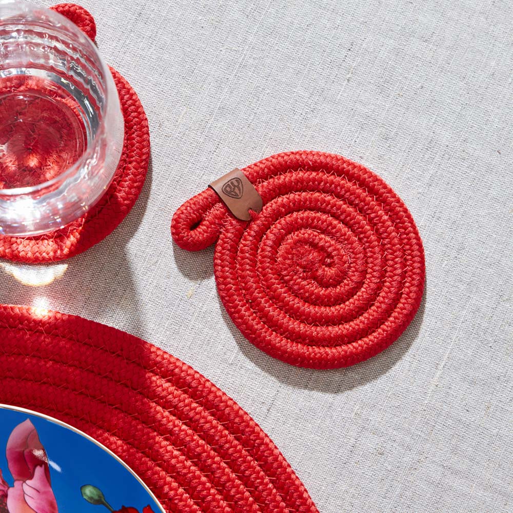 BY COLLECTION Карибы Подставка декоративная, 2 штуки в комплекте, d10см, 100% полиэстер, коралловый, арт.№ 496-024