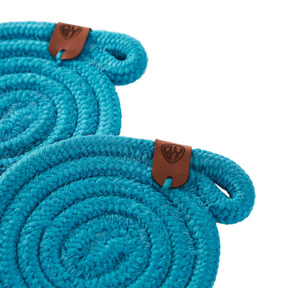 BY COLLECTION Карибы Подставка декоративная, 2 штуки в комплекте, d10см, 100% полиэстер, бирюзовый, арт.№ 496-025