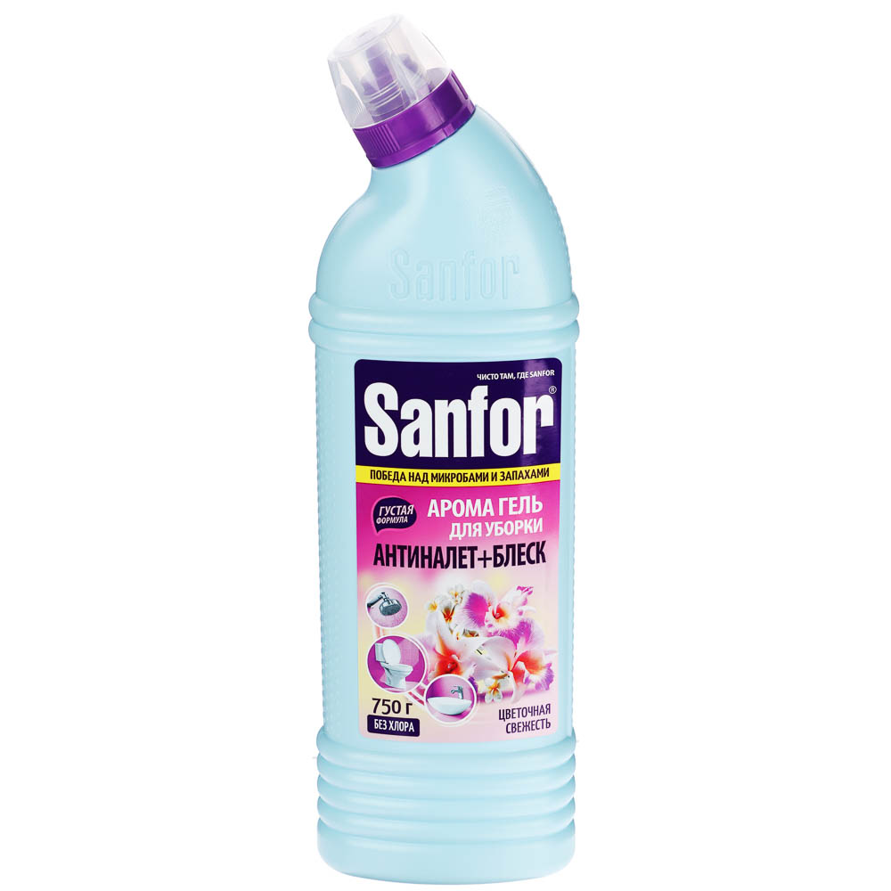 Гель для чистки сантехники SANFOR АРОМА Цветочная свежесть, 750г, арт.№ 979-094