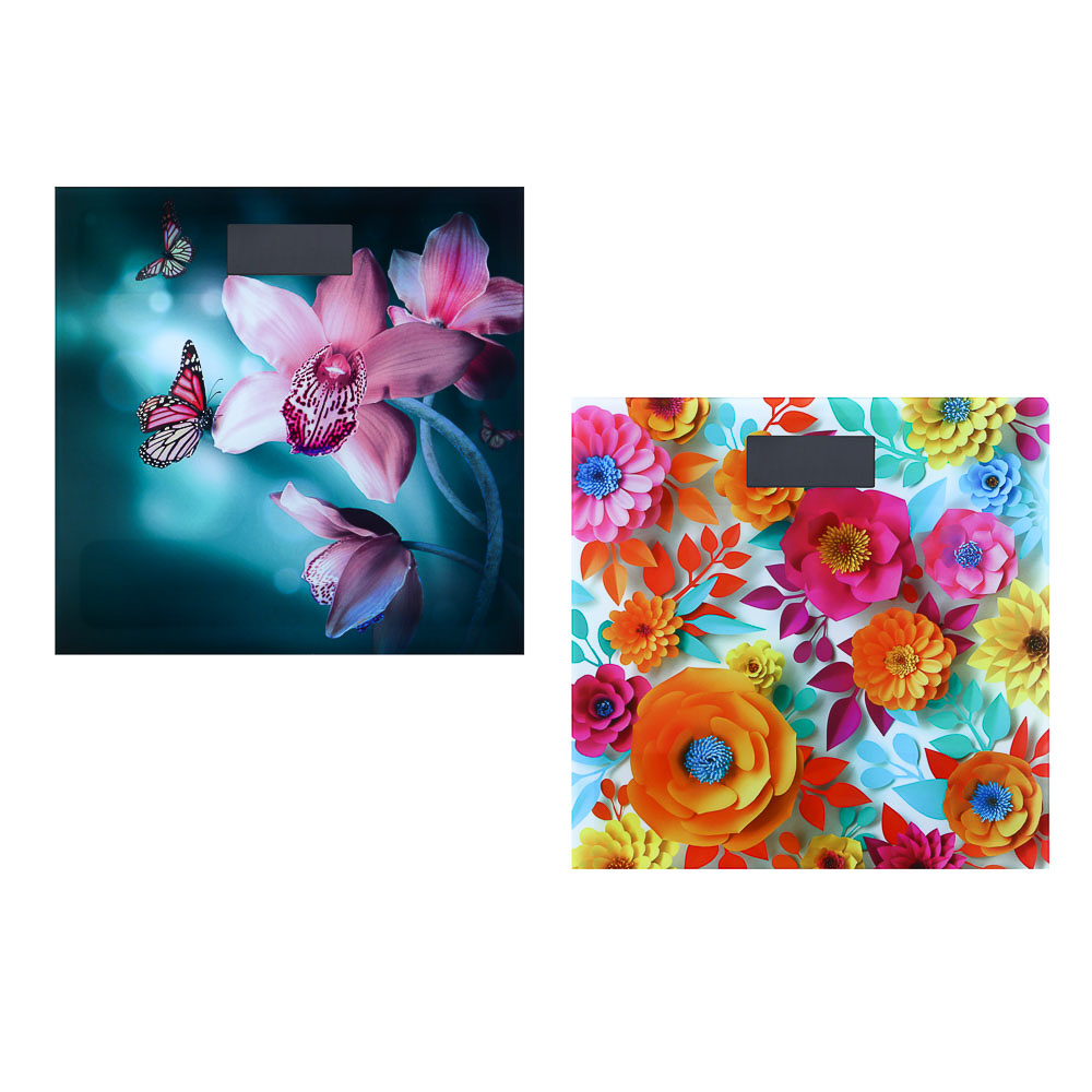 LEBEN Весы напольные электронные Flower Collection, ЖК-дисплей, макс. нагр. до 180кг, 28х28х0,5см, арт.№ 252-056