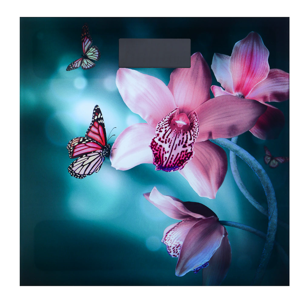 LEBEN Весы напольные электронные Flower Collection, ЖК-дисплей, макс. нагр. до 180кг, 28х28х0,5см, арт.№ 252-056