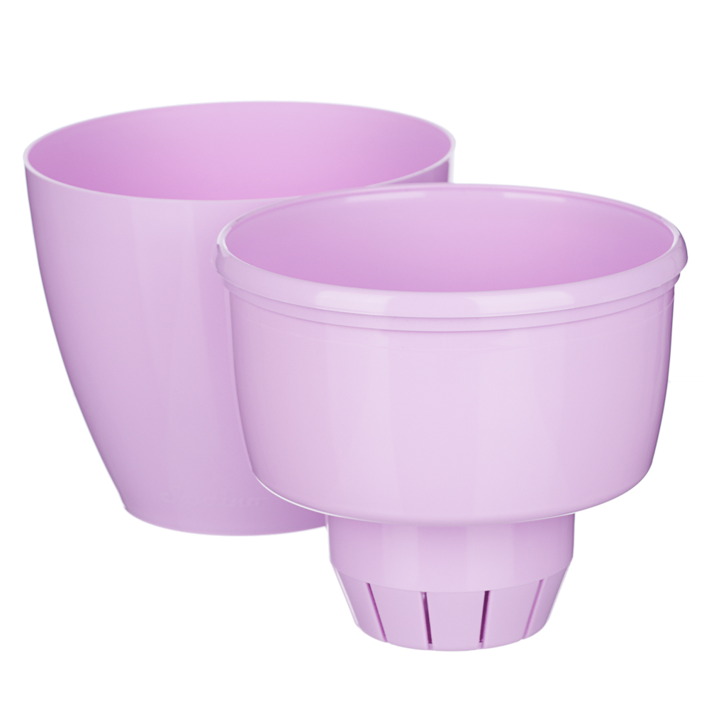 Кашпо ДЕКО ТВИН 1,5л, пластик, автополив, цвет антрацит, белый, лаванда, арт.№ 164-262