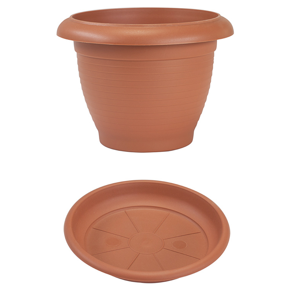 Кашпо ТЕРРА 6л с поддоном, цвет белый, терракот, пластик, арт.№ 164-259