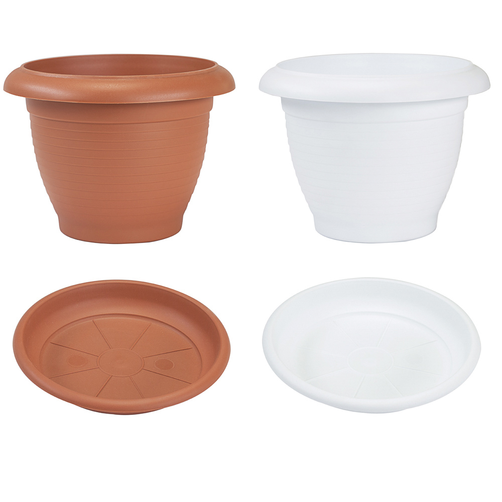 Кашпо ТЕРРА 6л с поддоном, цвет белый, терракот, пластик, арт.№ 164-259