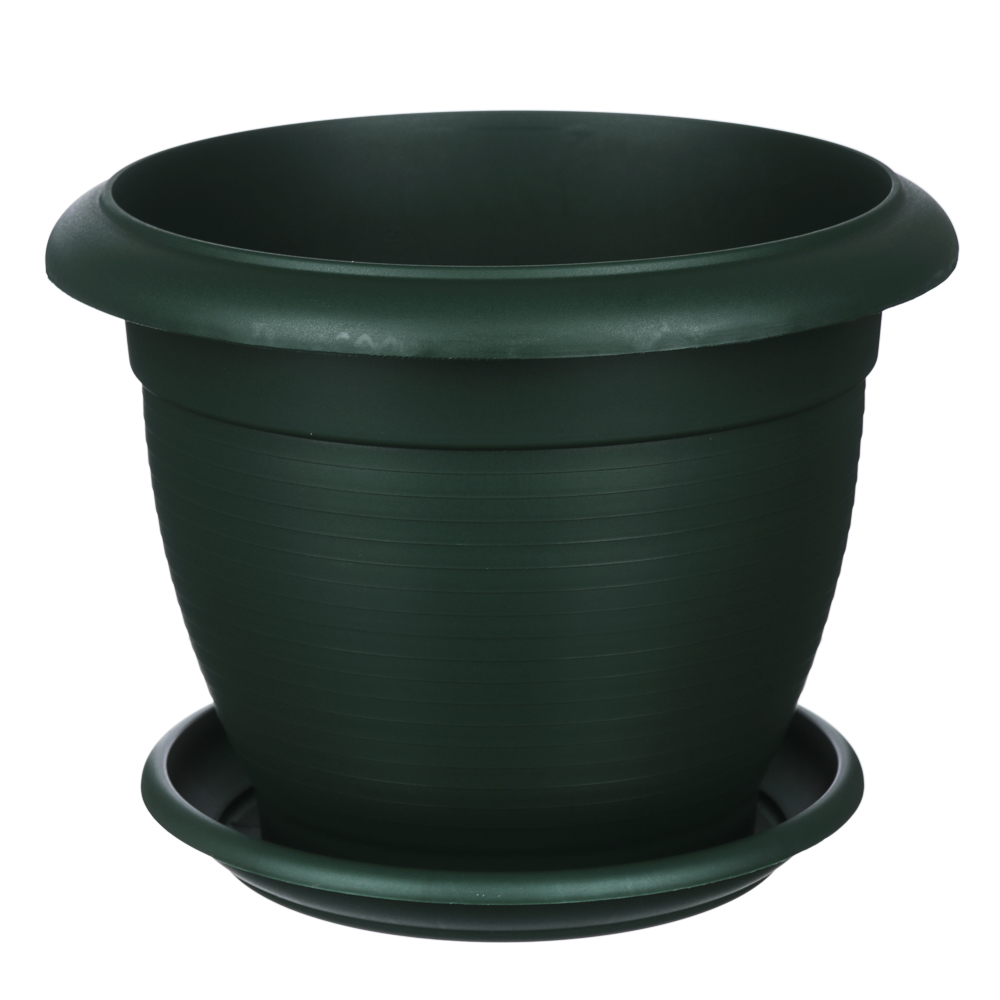 Кашпо ТЕРРА 6л с поддоном, цвет зеленый, шаде, пластик, арт.№ 164-258